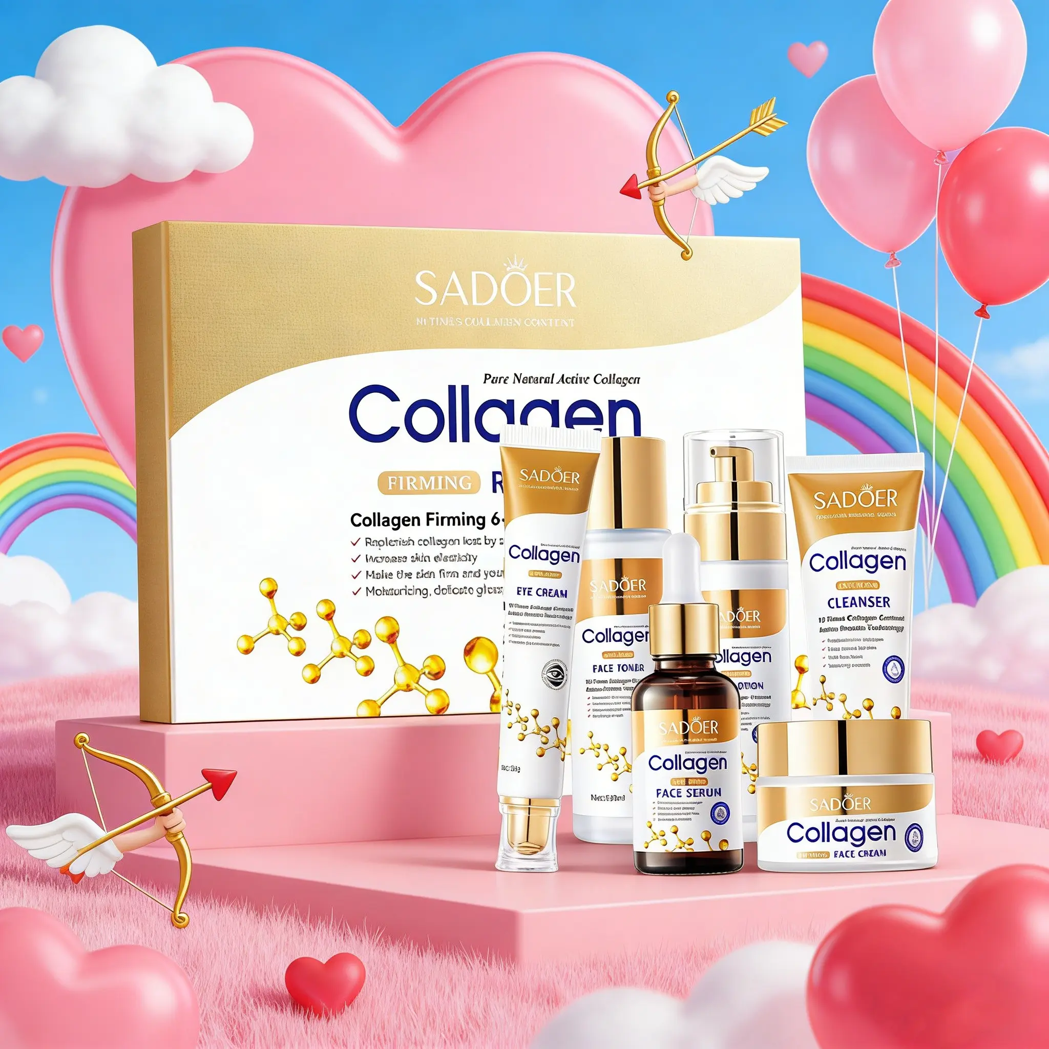 Sadoer Collagen Firming Skincare Set, Skin Care Sets, Hydrating Moisturizing Gift Box for Women, Suitable for All Skin Types, Autumn Winter Essential