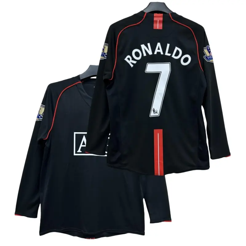C.Ronaldo #7 Classic Retro 2007-08 Away Kit Fan Edition Adult Long-Sleeve Breathable Quick-Dry Soccer Jersey
