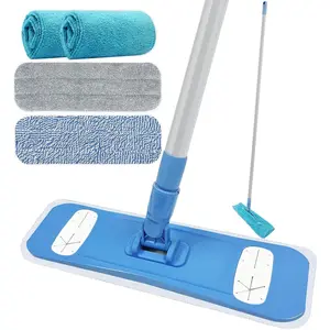 Microfiber Mops for Floor Cleaning, Multi Surface Floor Cleaner with 2 Microfiber Dry Wet Mop Pads + 2 Dusting Clothes for Sweeping and Mopping