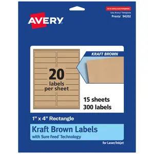 Avery Kraft Brown Rectangle Labels with Sure Feed, 1" x 4"