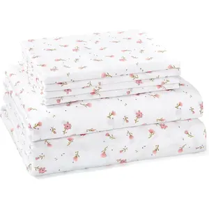 Queen Sheet 6 (Pink Floral), Core Botanical Patterned Sheets, Victorian Flower Microfiber