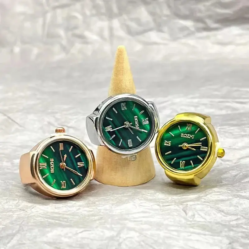 Vintage Green Dial Ring Watch for Women & Men – Creative Finger Watch Ring, Adjustable Fashion Jewelry Gift