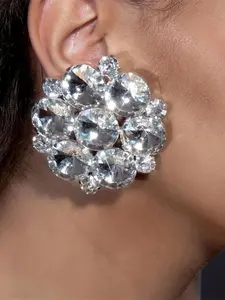 Stylish Floral-Shaped Earrings for Women with Sparkling Rhinestones, Perfect for Weddings and Evening Events, Unique and Elegant Accessories
