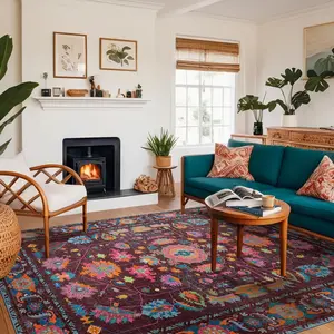 Kokia 8x10 Washable Area Rugs Living Room Non Slip Low Pile Oushak Vintage Stain Resistant Soft Large Oriental Rug for Bedroom Dining Room Kitchen Indoor Home Decor Nova Springtok Collection
