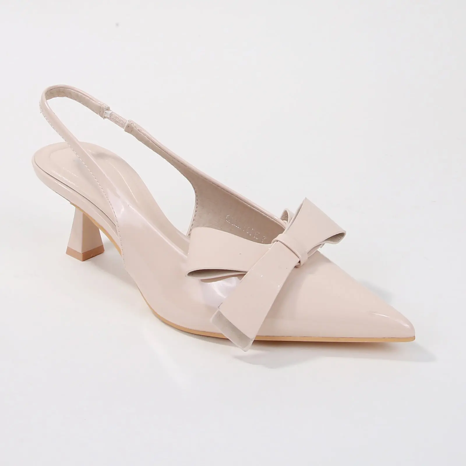 BERNESS Calliope Women's 2-Inch Patent Leather Kitten Heel Footwear, Pointed Toe Slingback Shoes with Oversized Bow Detail for Party & Summer