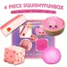 Summerwins 4-Pack Pink Decompression Squishy Set - Soft Silicone Sensory Fidget Toys, Mixed Slow/Fast Bounce, Assorted Shapes for Stress Relief, Kid Girl Gifts for Birthdays & Any Occasion