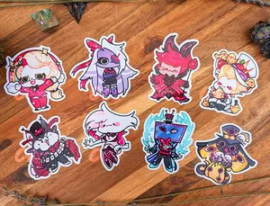 Hazbin Hotel Stickers, Charlie, Vaggie, Alastor, Lucifer, Husk, Angel Dust, Vox, Sir Pentious, Laptop Stickers
