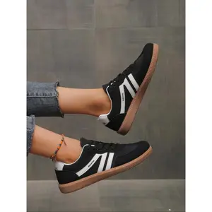 Women's Fashion Colorblock Lace Up Low Top Sneakers, Casual Comfortable Sports Shoes for Daily Wear, Female All-match Round Toe Shoes for Daily Wear