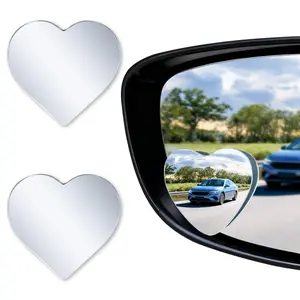 Heart Shaped HD Glass Frameless Convex Rear View Mirrors, Wide Angle Adjustable Stick for Side Mirror, Automotive Exterior Accessories for Car, SUV & Trucks, Pack of 2