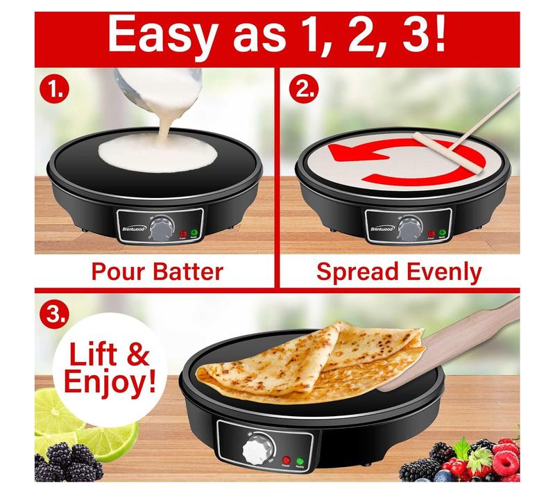 Brentwood 12-Inch Electric Non-Stick Crepe Pancake Maker