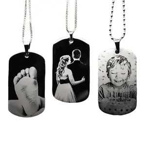 Custom Photo Engraved Dog Tag Necklace • Stainless Steel Personalized Pendant