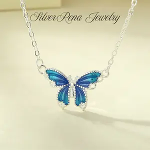 S925 Mother's Day Vintage Butterfly Pendnat Necklace for Women, Sterling Silver Birthday Jewelry for Her, Exquisite and Stylish Jewelry Perfect for Daily Wear and Party, Casual and Elegant Style Jewelry