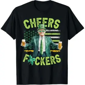 Celebrate St Patricks Day with Funny Beer Drinking Trump T Shirt