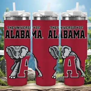 1pc 40oz University of Alabama Elephant Tumbler with Lid, Insulated Travel Mug, Gift for Women Men, Ideal for Halloween, Independence Day, Memorial Birthday Gift, Coffee Cup, weird stuff