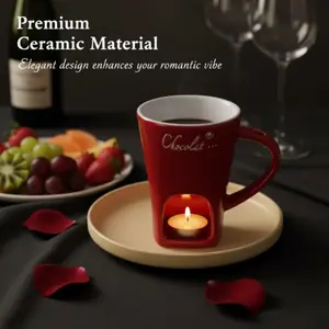 Chocolate Cheese Candy Butter Mug with Fork, Ceramic Solo Hot Pot Cup, Chocolate Fondue Mug, Perfect for Desserts and Snacks