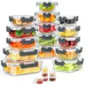 42 count Glass Storage Containers with Set, 21 Containers & 21 Glass Meal Prep Containers with Snap Locking Lid Set, Leak Proof Lunch Container ,Grey