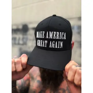 MAKE AMERICA GREAT BLACK FLEXFIT COTTON HAT