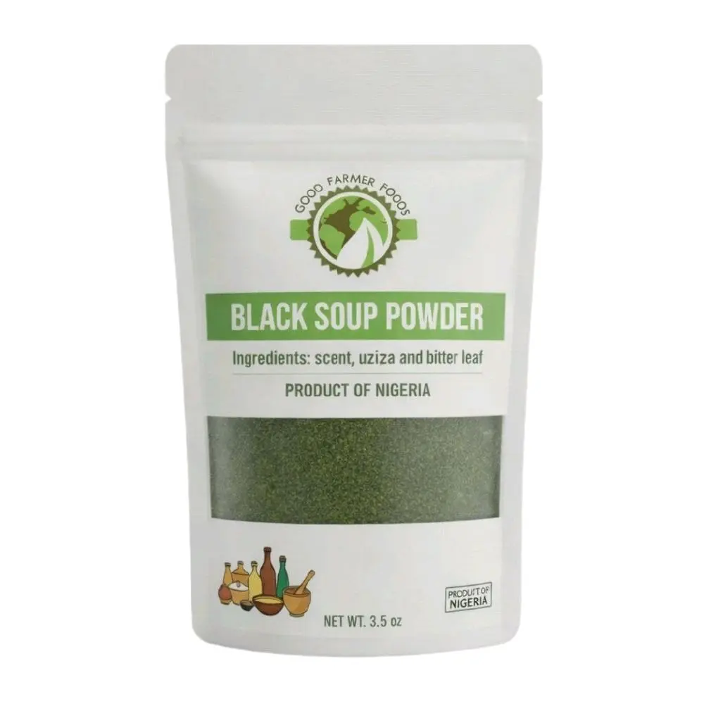 GOOD FARMER FOODS Black Soup Powder Mix 3.5 oz All Natural Nutritious Bitter Scent Uziza Leaves from Nigeria