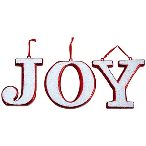 Nearly Natural 8.5" JOY Holiday Plastic Ornament Set
