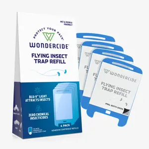 Wondercide Flying Insect Trap Refill - 4ct Pack - Blu-V Light Attracts Insects - Zero Chemical Insecticides - Fruit Flies Mosquitoes Gnats Moths