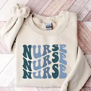 Groovy Blue Nurse Sweatshirt, Retro Nurse Shirts, RN, Unisex Crewneck Sweatshirt, Graduation Gift, Nursing School, Nurses Week Appreciation