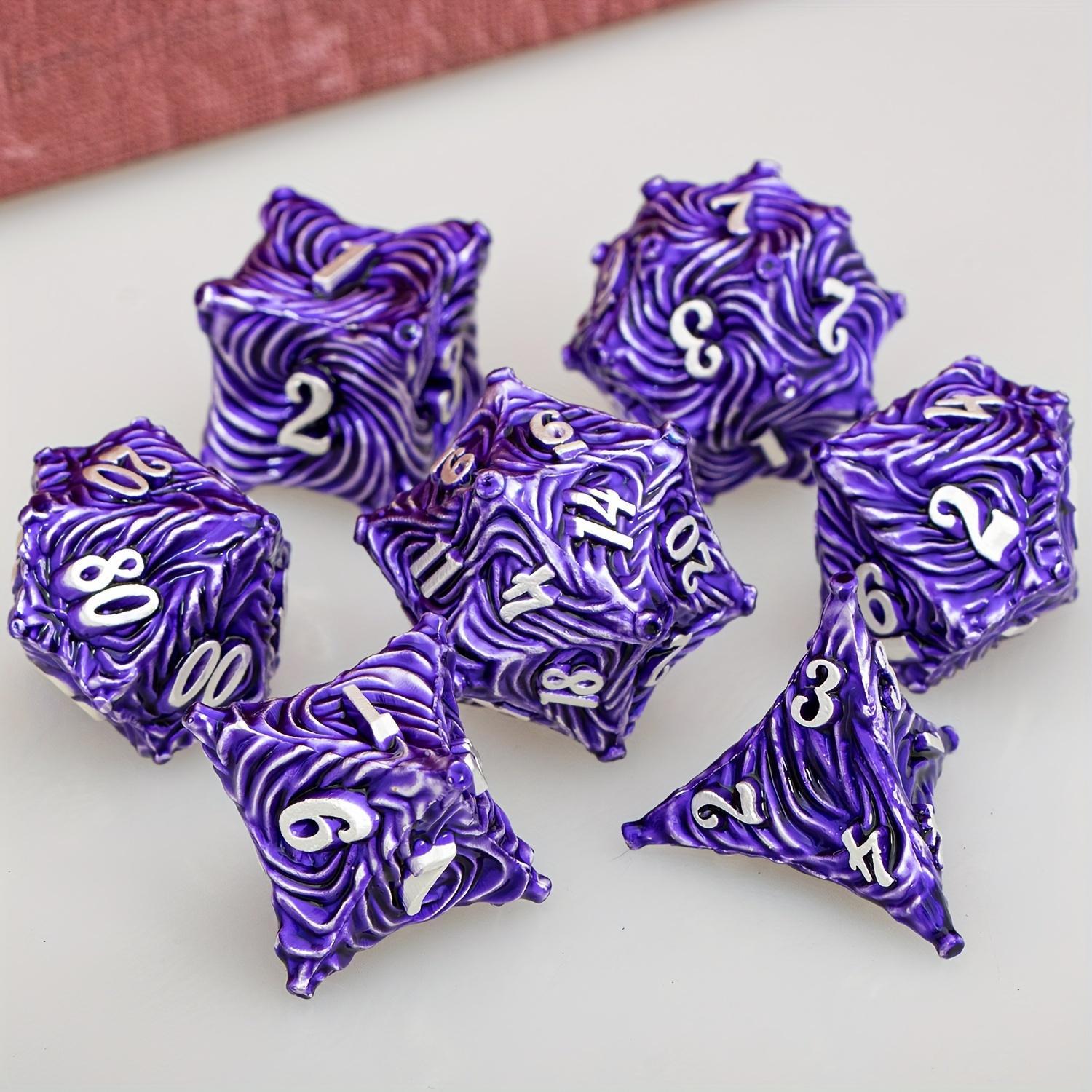 DND Metal Dice Set Blue Dungeons and Dragons Dice 7pcs Vortex Design D&D Dice Polyhedral Dice RPG D and D Role Playing Games Dice D20 D12 D10 D8 D6 D4