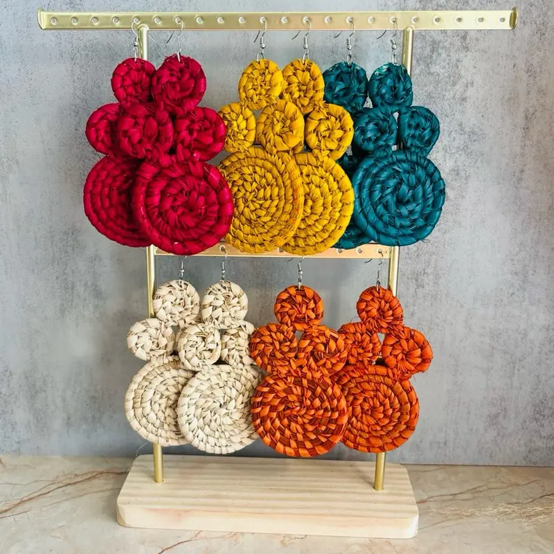 48/ BODY SHAPE: Handmade Raffia Leaves Earrings Naturally Colored Created to Elevate  Fashion Taste and Celebrate Afro Heritage.