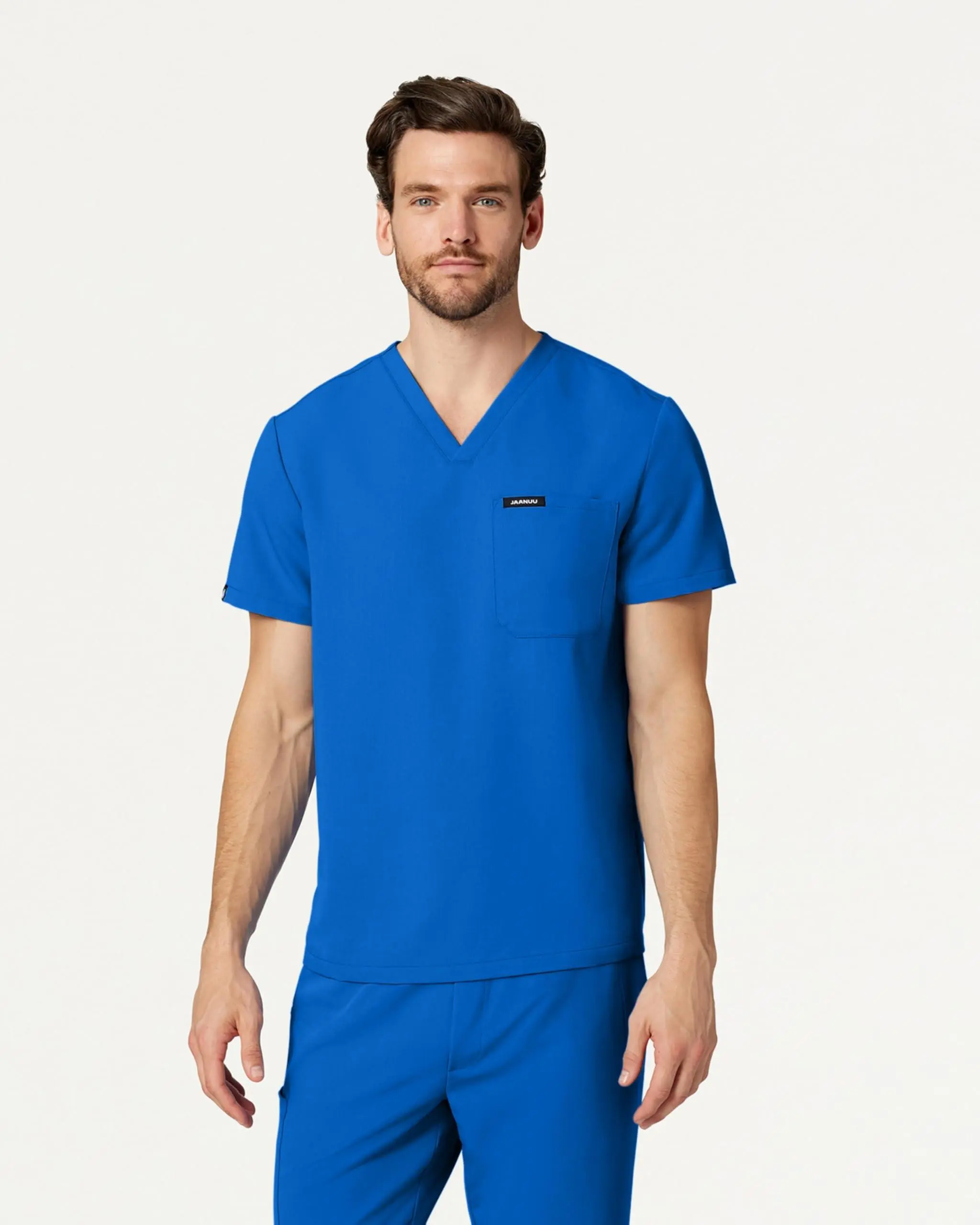 JAANUU Holmes Men's Classic Scrub Style V-Neck Top | 1-Pocket Design in 4-Way Stretch UltraLAST Fabric | Water & Wrinkle Resistant