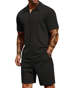 COOFANDY Men's 2 Pieces Outfits Casual Quarter Zip Polo Shirt and Shorts Set Athletic Jogging Summer Tracksuit COOFANDY Men's 2 Pieces Outfits Casual Quarter Zip Polo Shirt and Shorts Set Athletic Jogging Summer Tracksuit