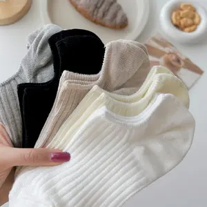 Explorinox 10 Pairs Thin Summer Socks Low-cut Invisible Socks Anti-slip Silicone Solid Color High Elasticity No Odor Daily Wear Outdoors Office Socks