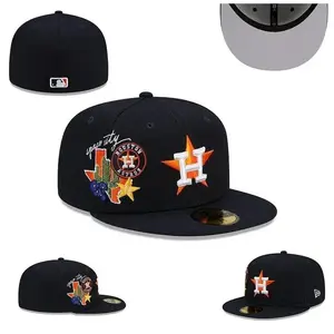 New Era MLB Houston Astros Baseball Cap Fla Brim Snapback Baseball Hat Streetwear Hip Hop Unisex Premium