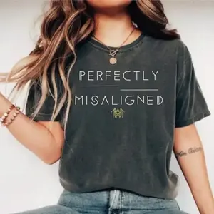 Sleep Token T-shirt , Perfectly Misaligned Lyric Letter Tee Cotton Fabric Crew Neck Short Sleeve Soft-Washed T-Shirt Top for Women for Men