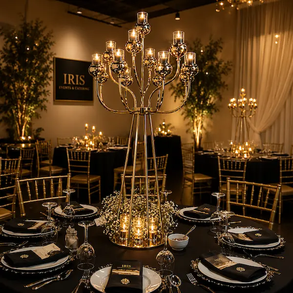 4 Pack | 48“ Tall 13 Arms Cluster Candle Holder Box Decor Glass Ornaments Metal