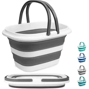 Large Collapsible Mop Bucket, 16L(4.2 Gallon) Plastic Bucket for House Cleaning, Car Washing, Silicone Cleaning Supplier Organizer, Portable Basket with Handle for Laundry Storage, RV Camping, Fishing