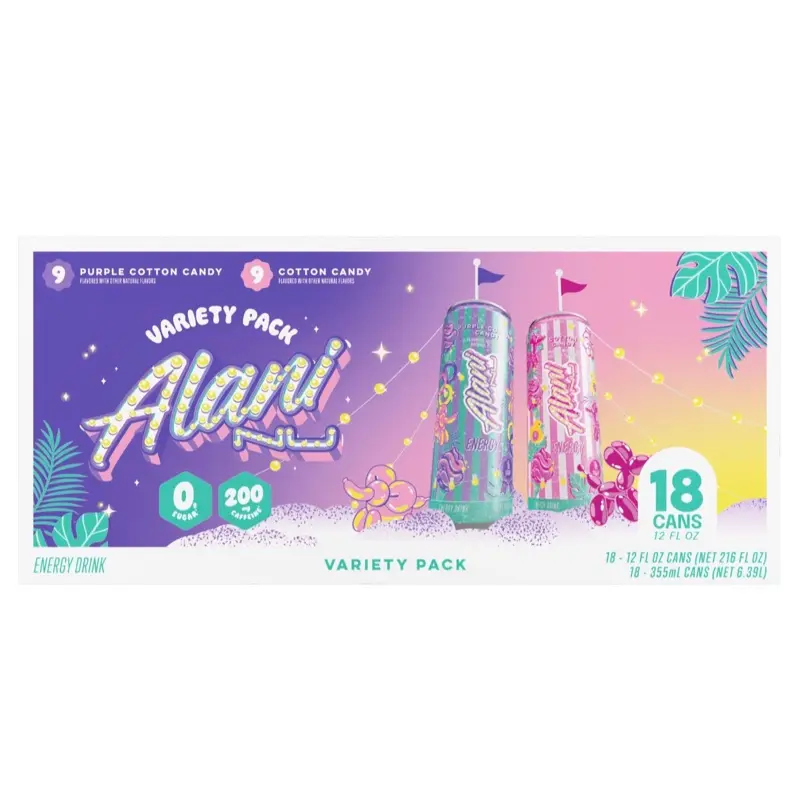 Alani Nu Cotton Candy Flavor Energy Drink Variety Pack - 12 fl oz Cans, 18 Count Alani Nu Cotton Candy Flavor Energy Drink Variety Pack - 12 fl oz Cans, 18 Count