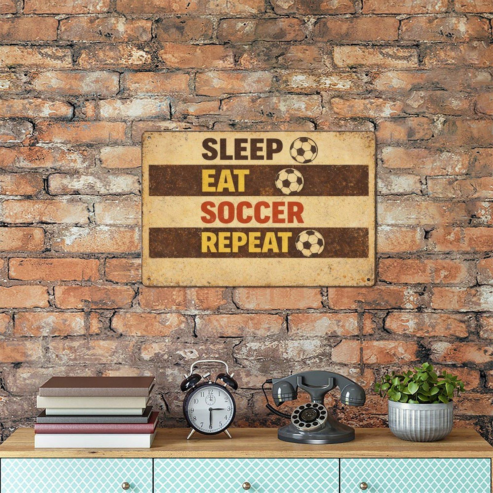 Funny Soccer Fan Metal Sign 12x8 Inch Vintage Retro Wall Decor Football Season Humor Gift Game Room Decor