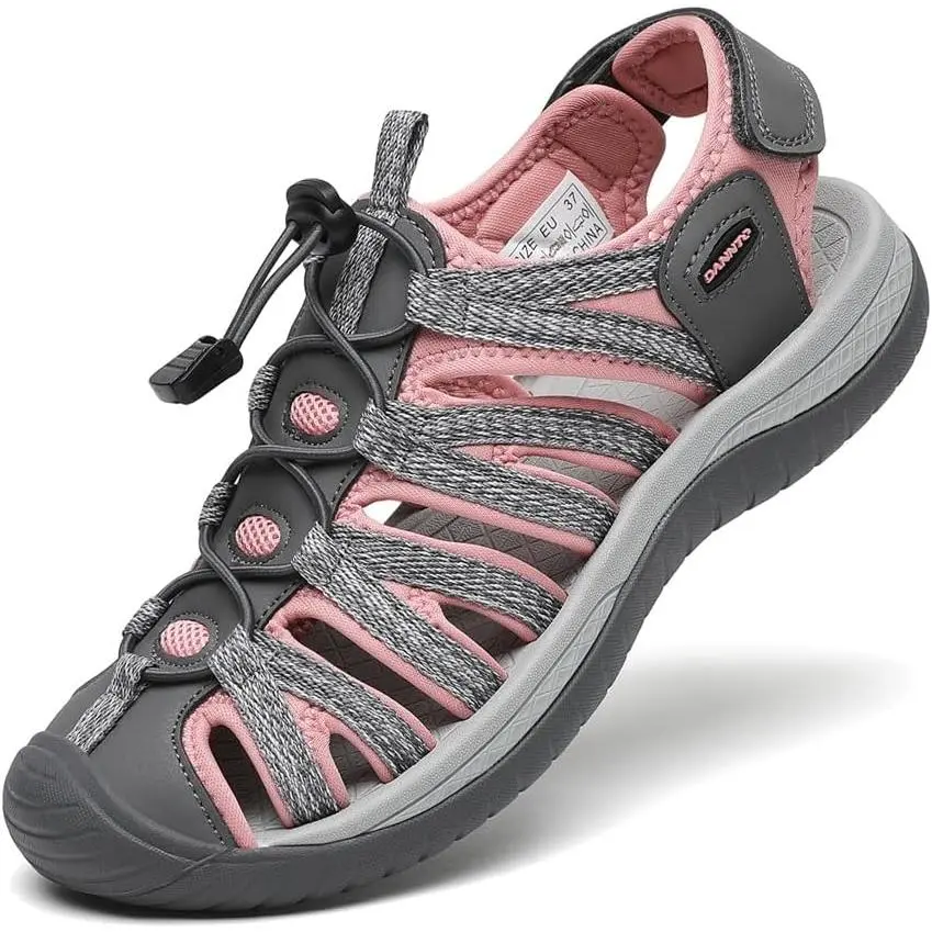 Dannto Womens Hiking Sandals Closed Toe Summer Outdoor Adventurous Beach Sandals Adjustable Athletic Double Buckle Water Shoes