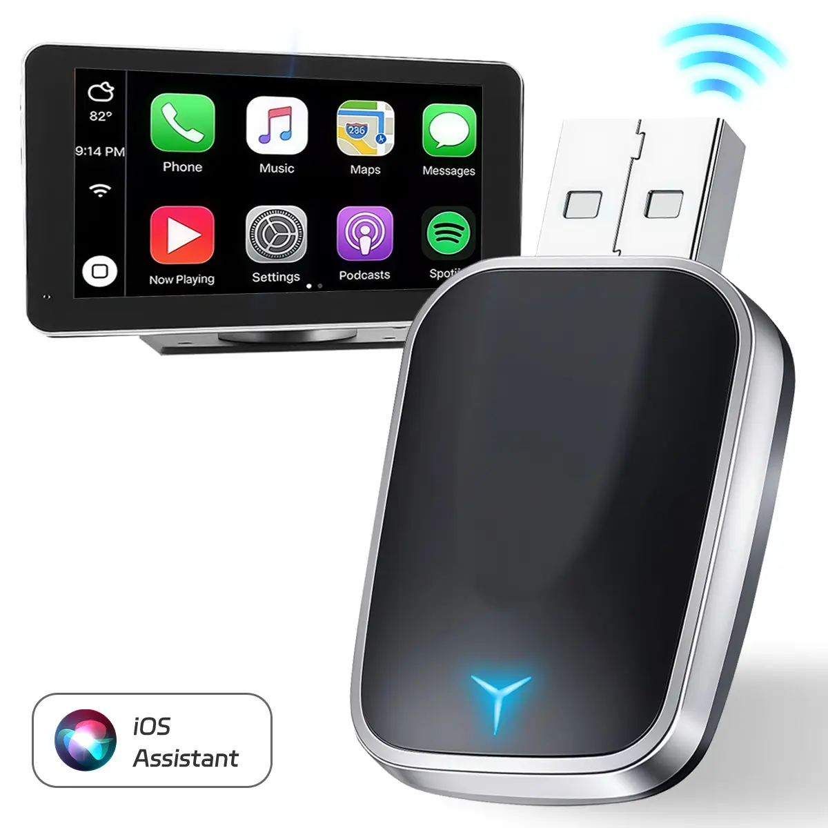 Wireless Apple CarPlay Adapter - 2 in 1 Wireless CarPlay & Android Auto Adapter for Wired Cars,Easier Conneectivity Compatibility Stable,Faster,Automotive
