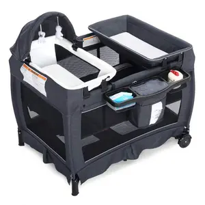 Aobtkel，4-In-1 Bassinet & Storage Tote Bag,,LargePlayard Pack with Mattress, Storage Basketand Mosquito Net, Bedside Bassinet for Baby,Baby Crib with Mosquito Net, Diaper Changer, Baby Playpen for Newborn toToddles, Portable Crib for B, 0-36 M#Summervibes