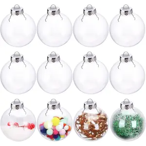 12 Pack Clear Plastic Fillable Ornament Ball 3.15''/80mm for Christmas,Holiday, Wedding, Decor