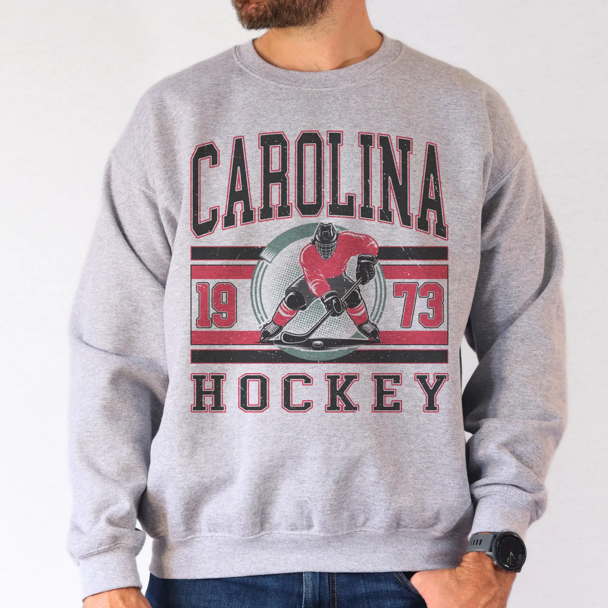 Vintage Hockey Graphic Sweatshirts Sports Hockey City Pullovers Retro Sports Sweatshirts Casual Hockey Game Top