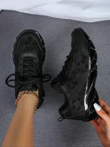 Women's New Fashion Breathable Knit Casual Sneakers, Soft Comfort Low Top Lace-Up Running Shoes, Perfect for Outdoor Sports & Daily Wear, Running Athletic Shoes