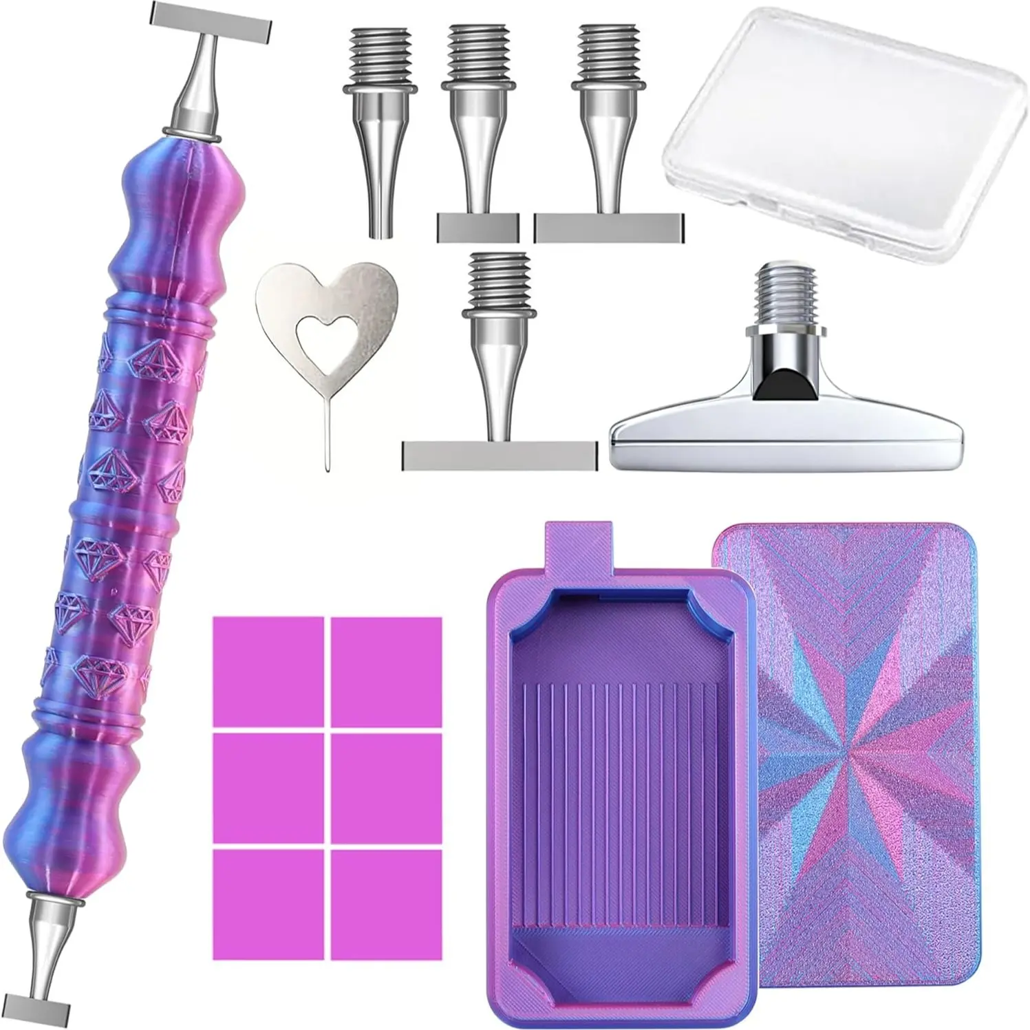 DIY Diamond Painting Pen Set Tools Craft Accessories, DIY Craft Supplies, Includes 1/3/6/9 Threaded Nibs & Cover Tray, Suitable for 5D Beads Diamond Art Kits