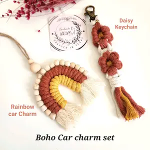 Set of Keychain and car Charm, Car Lover Gifts, Boho Car accessories