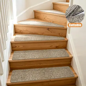 Cuttable Step Carpet 30” x 8” Non-Slip Stair Treads 2/14 PCS Pre-Cut Stair Treads for Wooden Steps - Peel and Stick Reusable Stair Runner Mat