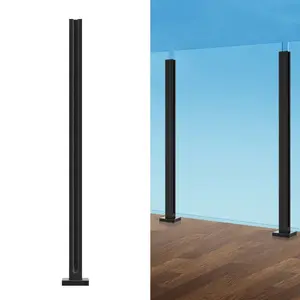 VEVOR Glass Clamp, 41.34 Height Glass Railing Bracket for 0.39 -0.47 Thickness Tempered Glass, 304 Stainless Steel Glass Mounting Clamp, Glass Shelf Bracket for Balcony, Garden, Deck, Stair, Black