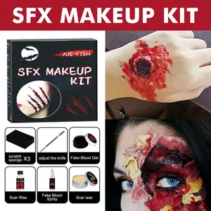 Jue-Fish Halloween Makeup Kit, Simulates Plasma Skin Wax-Shaped Scar Water Wound Makeup Halloween Makeup Kit