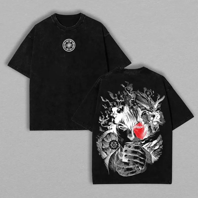 Men's Oversized Distressed Vintage Washed Heavyweight Cotton Round Neck Short Sleeve Top, Unisex Menswear Tops with Valentine's Day Double-Sided Whimsical Art, Festive Holiday Pick