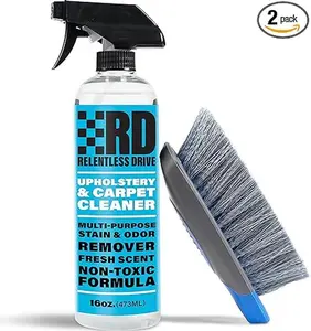 Relentless Drive Car Upholstery Carpet Cleaner & Fabric Seat Cleaner Kit (Safe for All Cars) Detailing Car Interior Set with Brush (16oz)