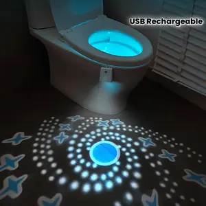 USB Charging Projection Toilet Light with Motion Sensor, RGB Atmosphere Lamp, 7 Color Changing LED, Easy Installation, Home Decor Lighting, Starry Sky Light